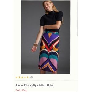 New FARM Rio/Anthropologie Vibrant Midi-Skirt